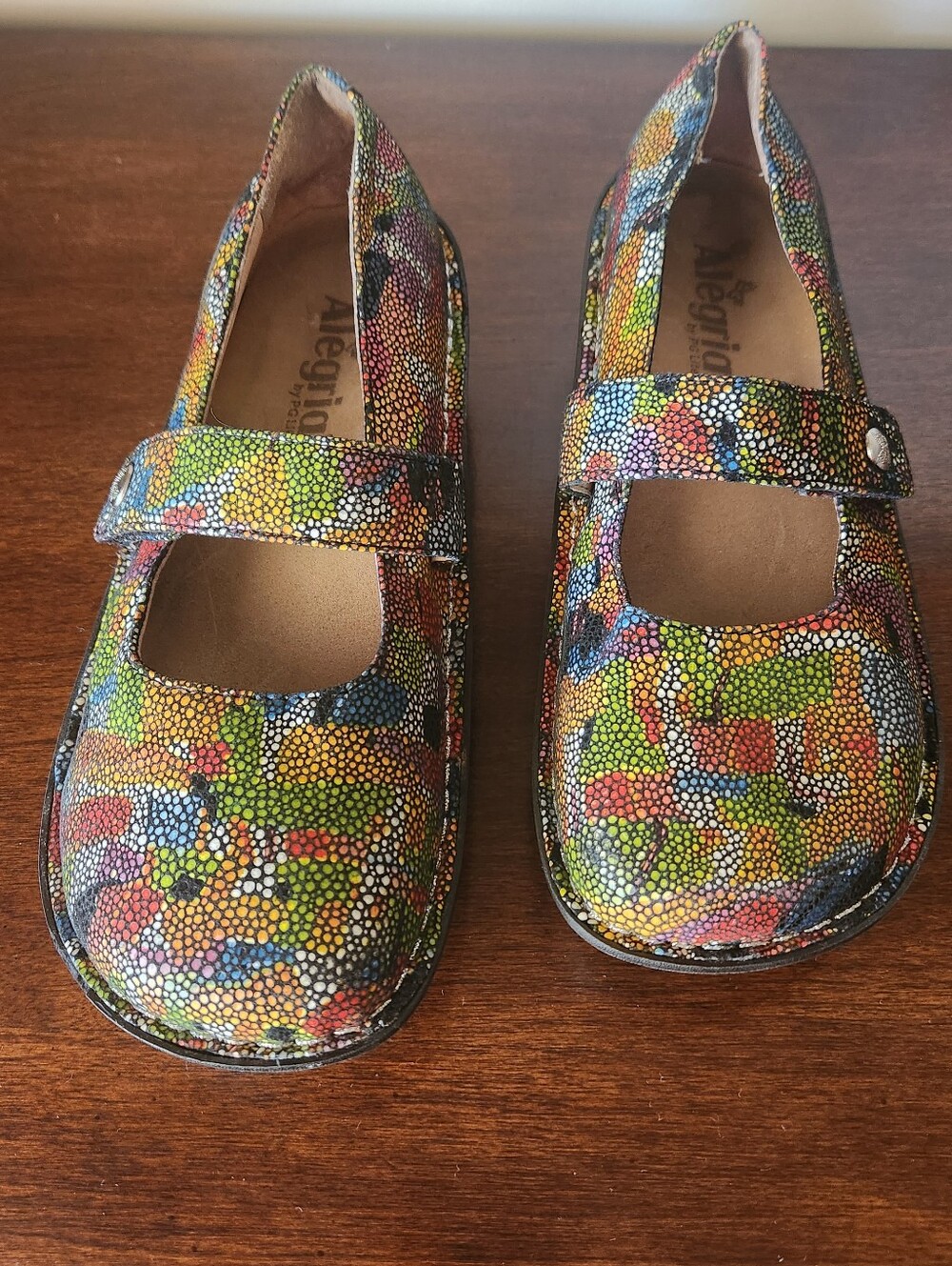 Alegria Feliz Mary Jane Comfort Shoes Painterly Mosaic Leather Women's 8